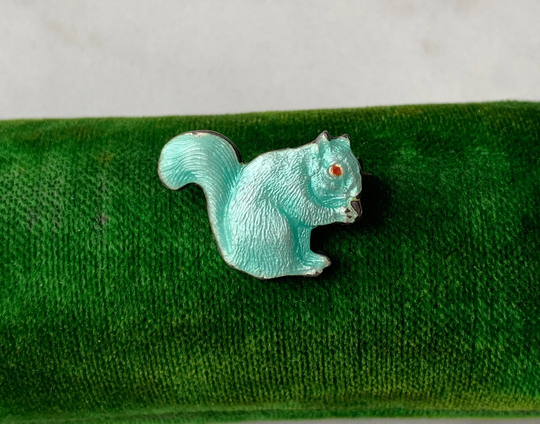 Vintage Sterling Silver 925 Enamel Squirrel Nut Brooch Pin