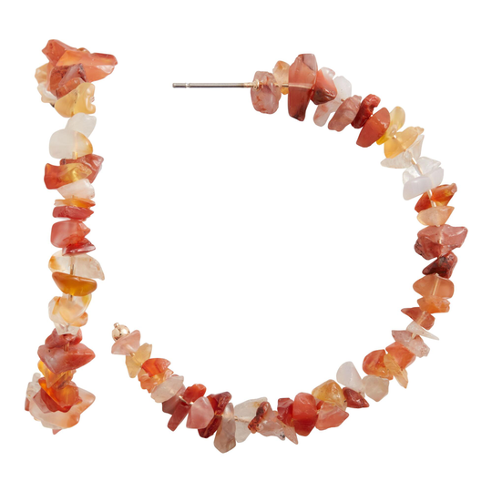 Semiprecious Terracotta Agate Beaded Hoop Earrings: Rust by World Market