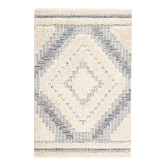 Gray and Cream Geometric Hilo Indoor Outdoor Patio Rug: White - Polypropylene - 4' x 6' by World Market