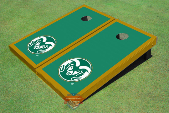 Ncaa Colorado State University Rams Logo Green Matching Border Cornhole Boards