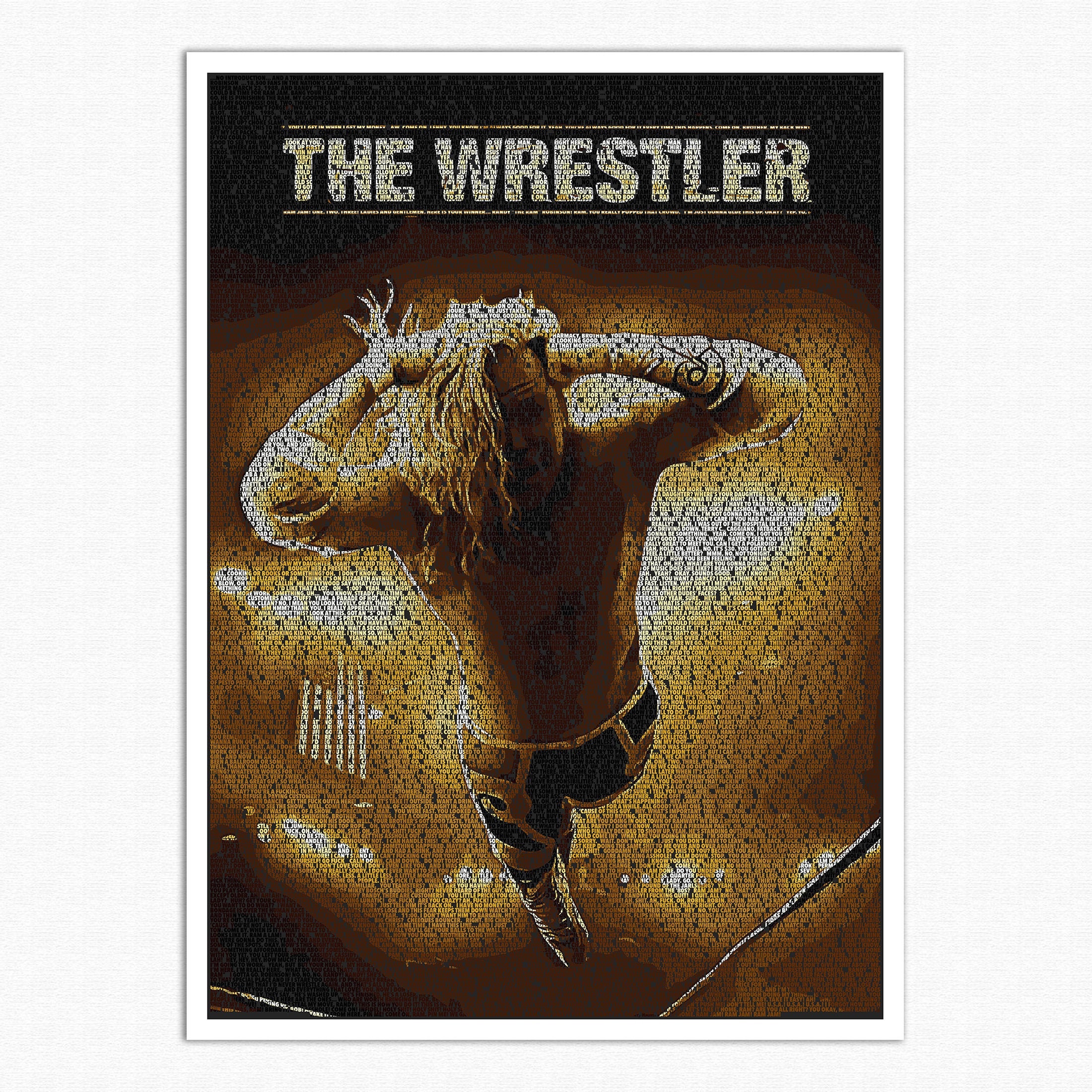 Text Portrait Of Randy The Ram With Full Script The Movie Wrestler - Poster Canvas Print Art Gift Wall Home Decor"