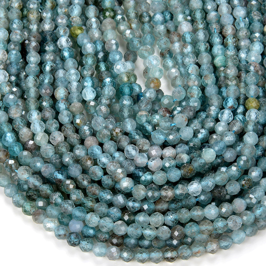 4mm Aqua Blue Apatite Gemstone Grade Aa Micro Faceted Round Beads 15 Inch Full Strand Bulk Lot 1, 2, 6, 12 & 50 | 80009424-P32