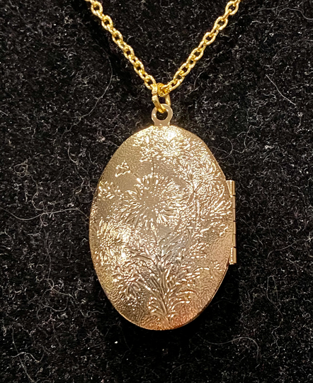 Gold, Oval, Flower, Wish Locket, Necklace