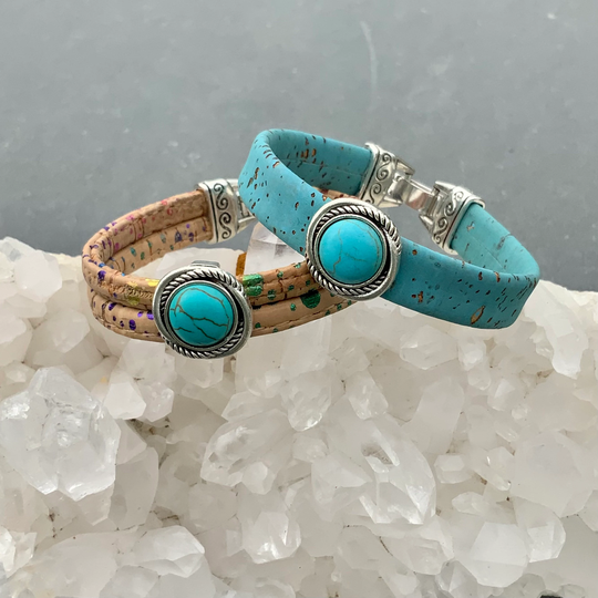 Cork Stacking Bracelet Vegan Leather From Portugal Cuff Bangle Christmas Gift For Her Eco Jewelry