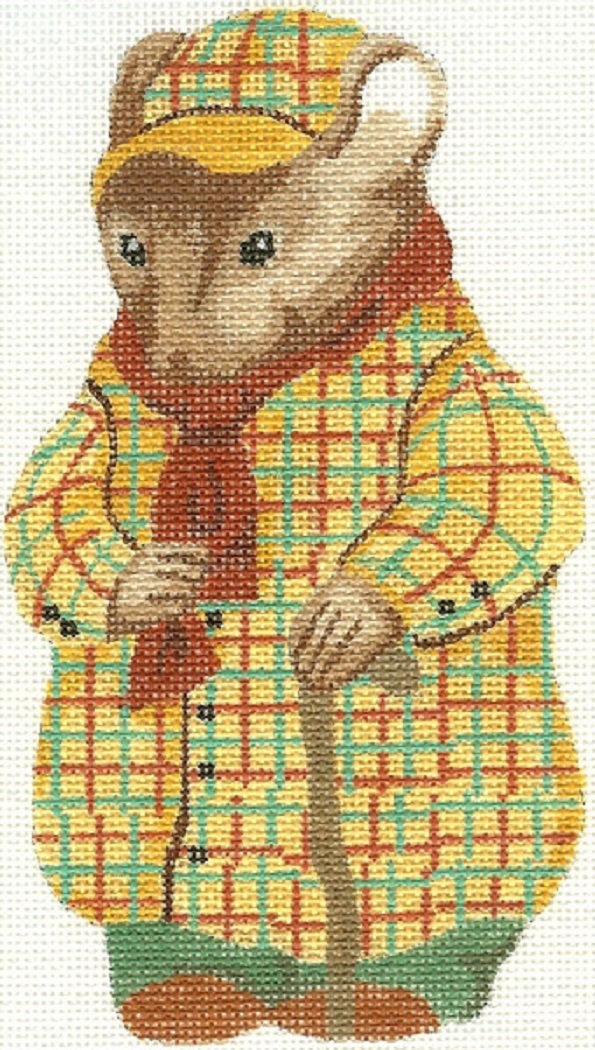Needlepoint Handpainted Christmas Wind Willows Rat Silver Needle 4x7 -Free Us Shipping