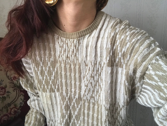 Vintage Unisex Dusty Sage Cotton Blend Knit Sweater/ Sweatshirt/ Pullover/ Jumper/ Blouse/ S - L