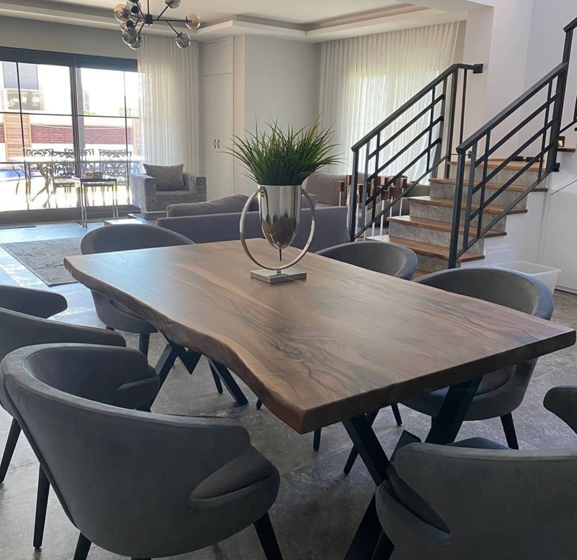 Solid American Black Walnut, Live Edge Table, Dining Kitchen ndustrial Slab, Walnut Table