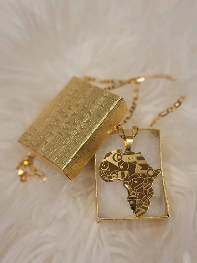 18K Gold-Plated Africa Map Necklace For Men & Women | African Gift Gold Her Unisex Map Pendant