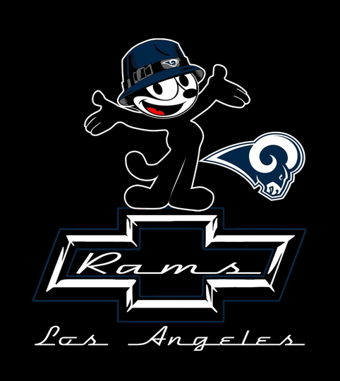 Felix The Cat Chevrolet With The Los Angeles Rams Logo Men's T-Shirts