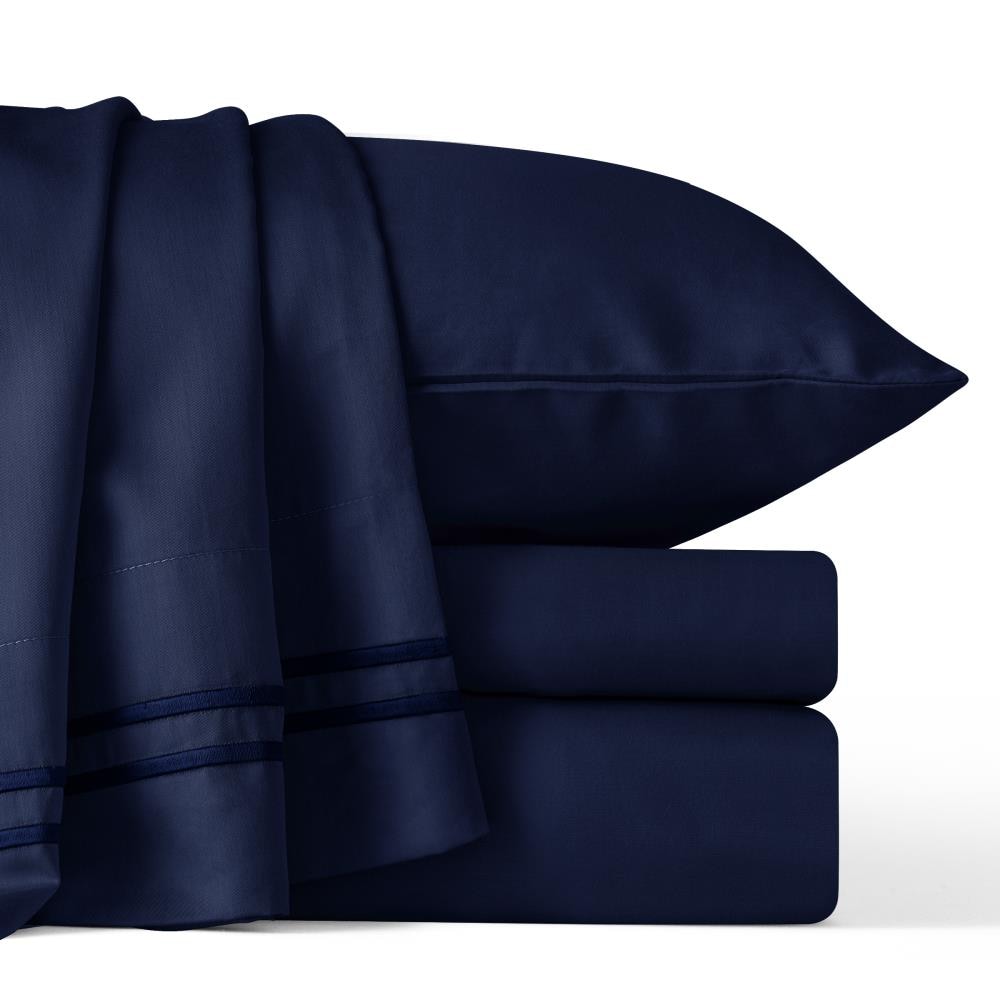 Subrtex Super Soft 300 Thread Count Cotton Tercel Blend Sheet Set, Twin, Navy in Blue | SBTQS3T-NA