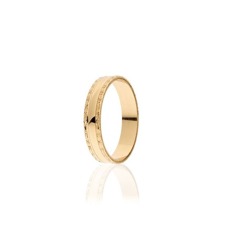 18K Gold Ring Free Engraving Yellow Solid Real Engagement Wedding Band Made in Italy