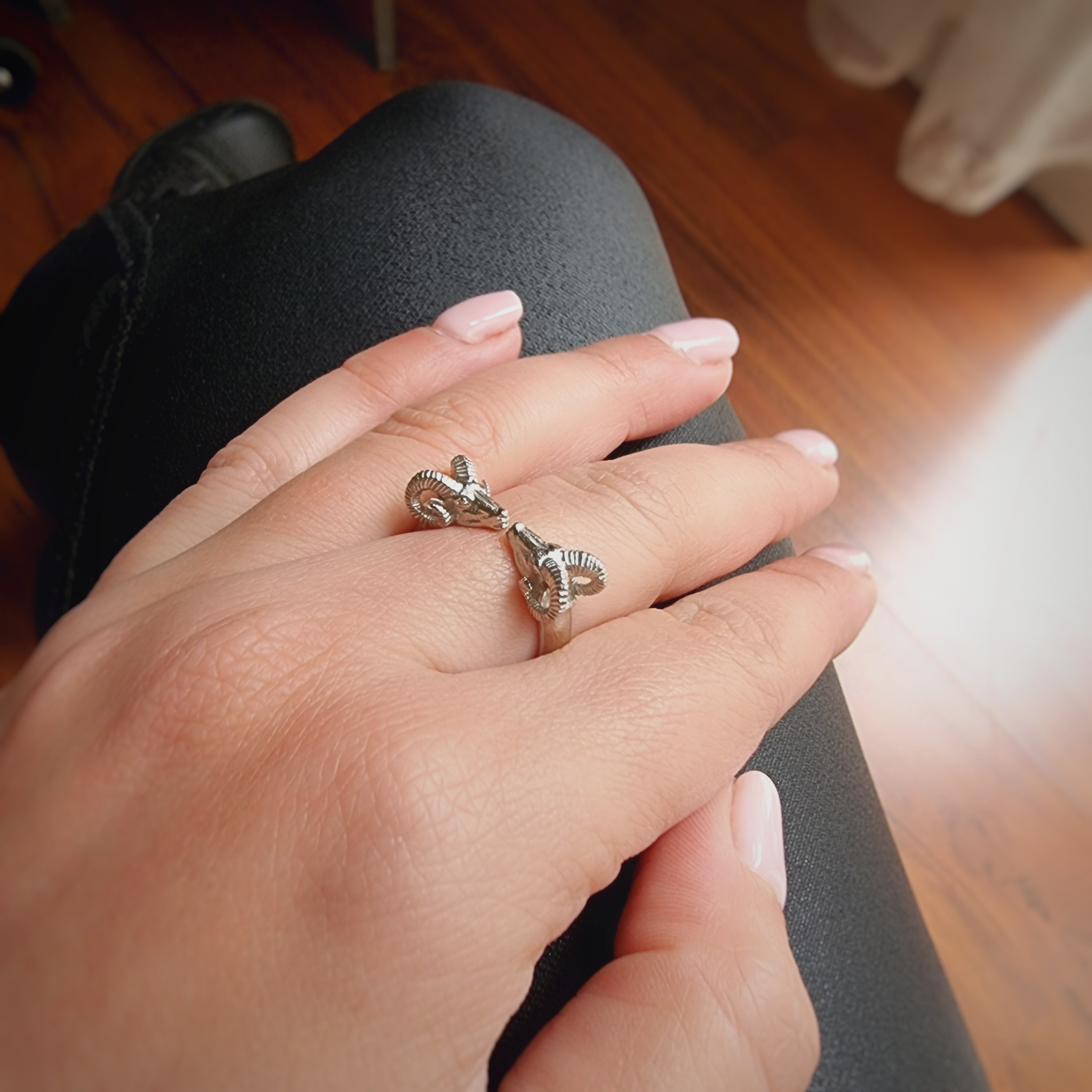 925 Rams Sterling Silver Ring. Open Ancient Greek