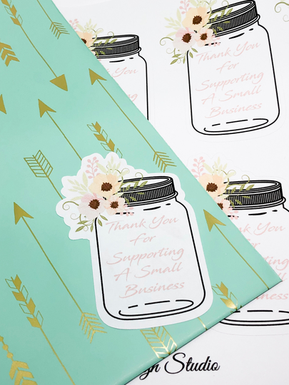 Mason Jar Thank You Stickers | Packaging Small Business Branding 2 Inch Sticker