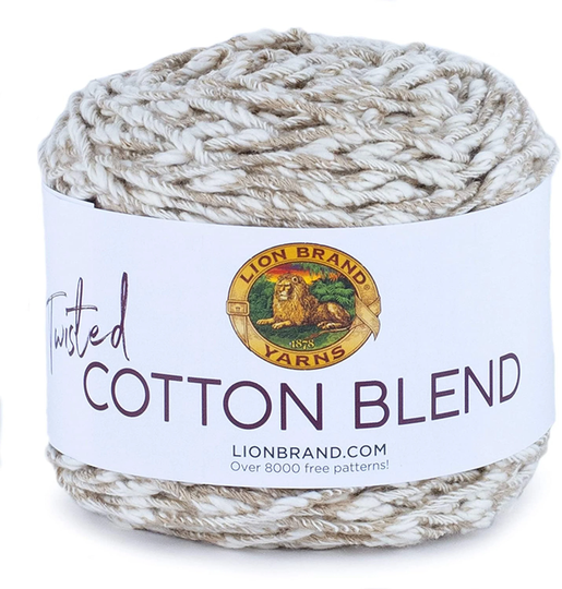 Lion Brand Yarn Twisted Cotton Blend Tan/Ecru Discontinued