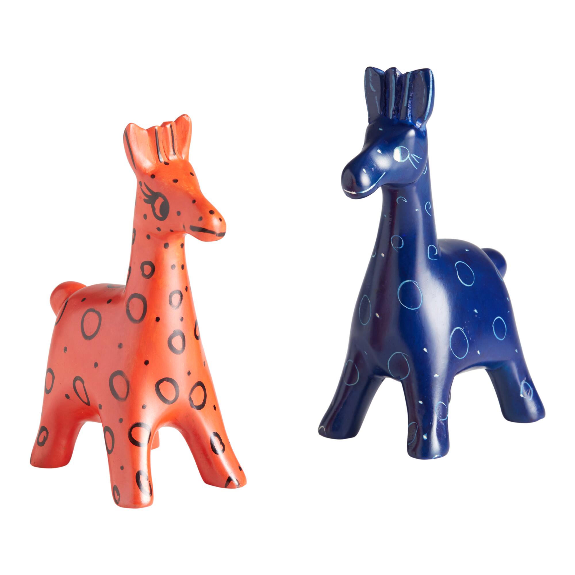 Kisii Soapstone Giraffe Figures Set of 2: Orange by World Market