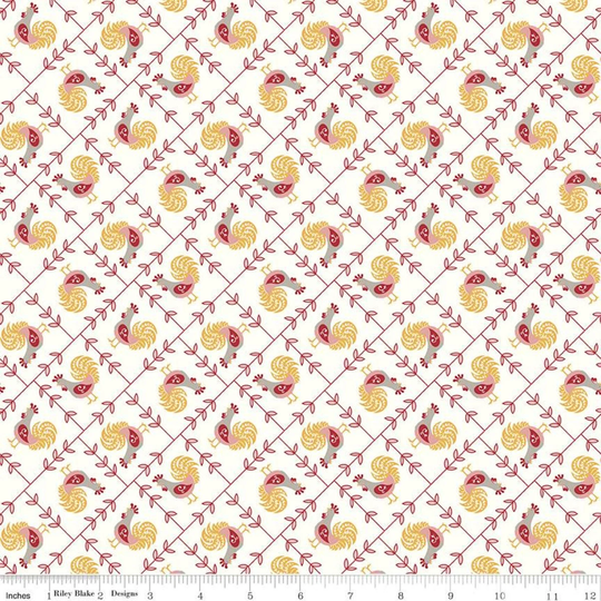 Cook Book - Rooster Coral Lori Holt Bee in My Bonnet Riley Blake