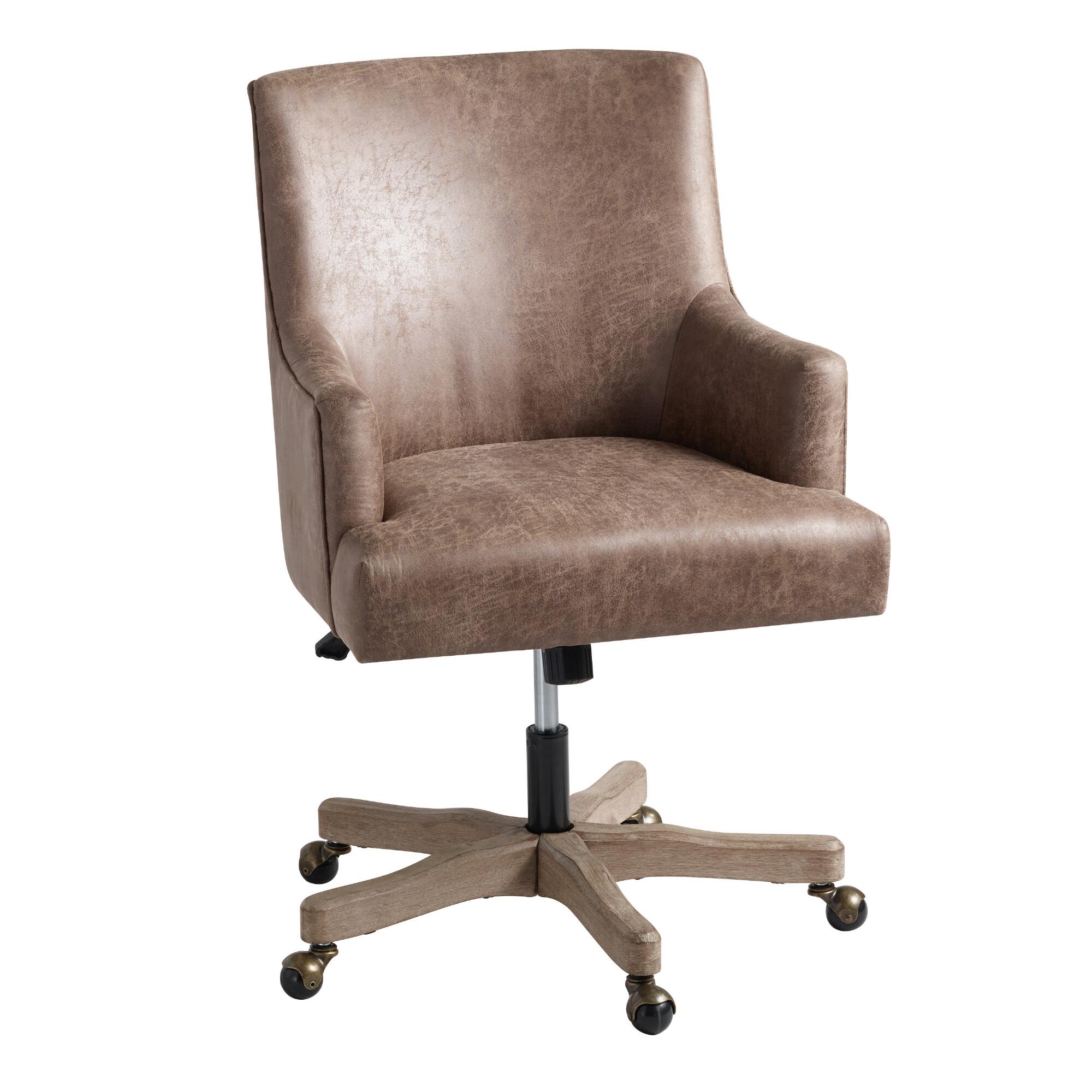 Brown Faux Leather James Upholstered Home Office Chair by World Market