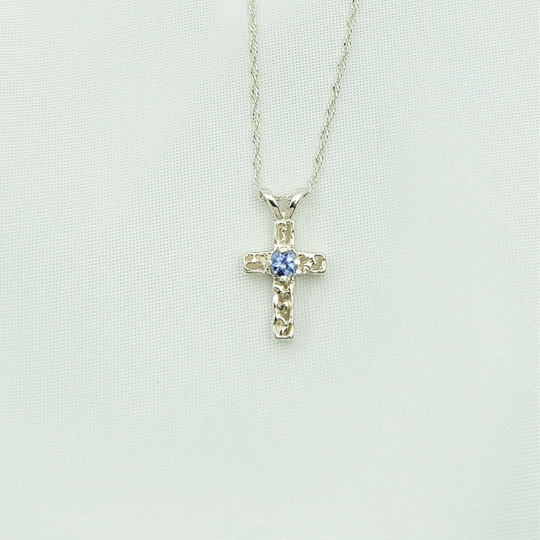 sterling Silver Cross & Tanzanite Pendant