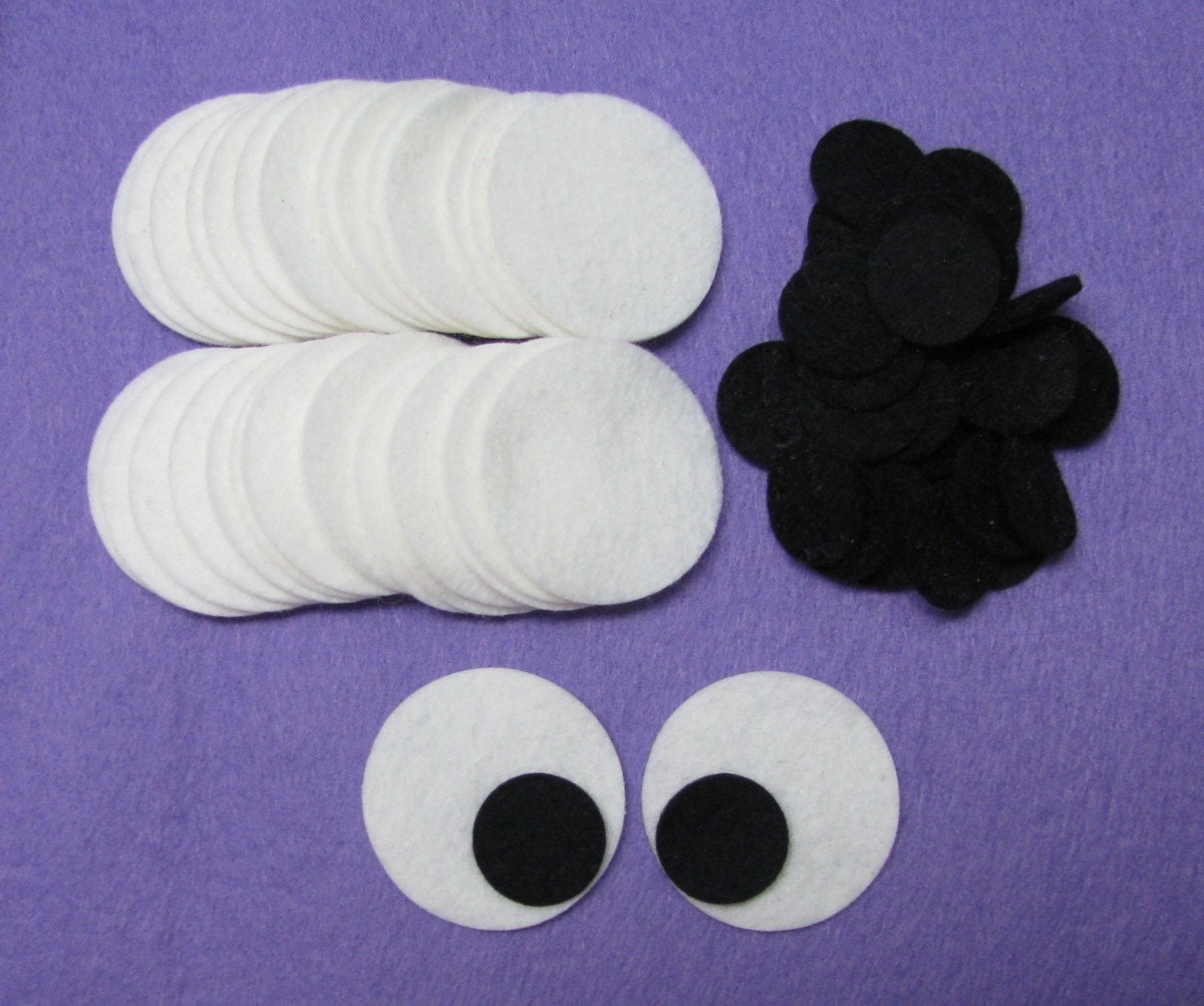 Wool Felt Blend, Die Cut, 30 Eyes, Diy, 60 Circles, Large, Safety Eyes For Stuffed Animals, Amigurumi, Toys, Ornaments, Etc. Black