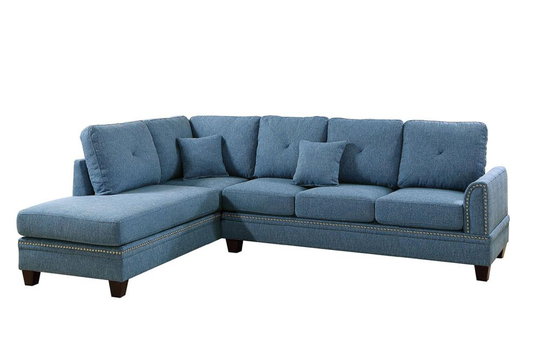 Poundex Bandele Casual Blue Polyester/Blend Sectional | Y651216