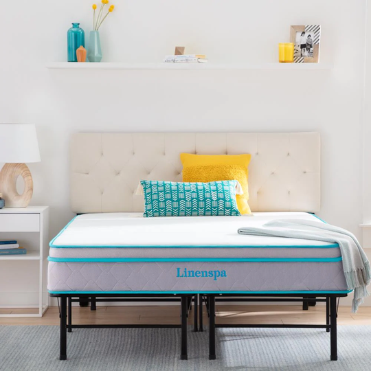 Linenspa Essentials 10-in King Hybrid Memory Foam/Coil Blend Mattress in a Box in Gray | LSES10KKGFSP14FP