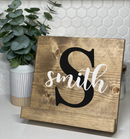 Handmade Custom Name Cookbook Holder, Stand, Cook Book Kitchen Decor
