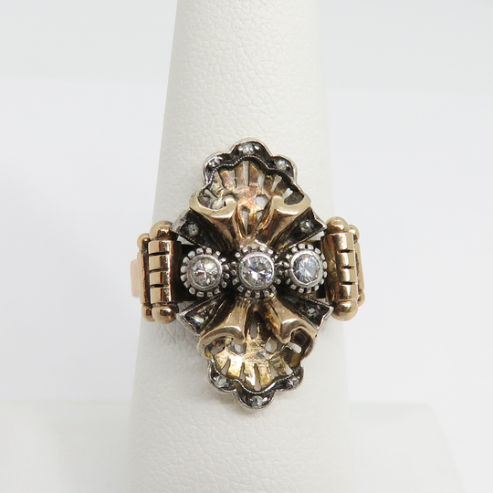 Antique French 18K Rose Gold Cut Diamond Ring
