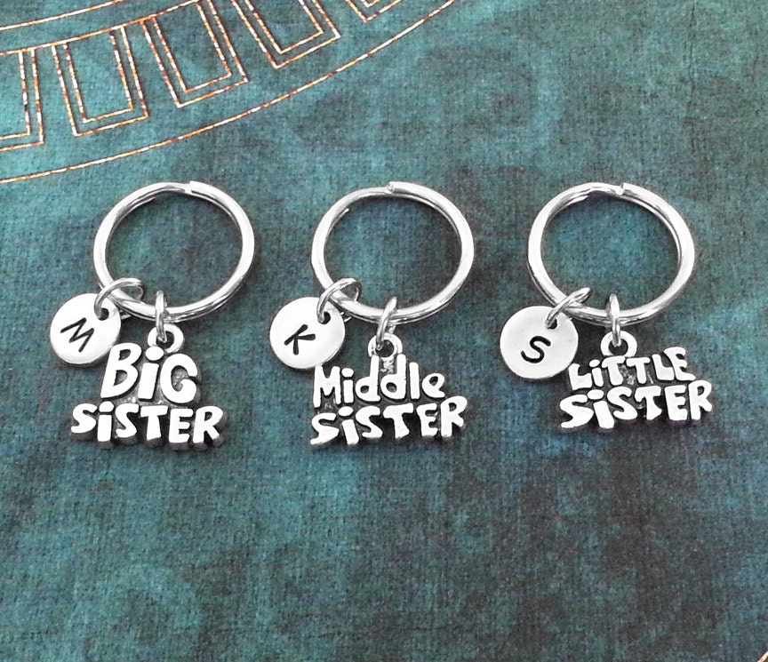 Sister Keychains Small Little Keychain Big Sisters Gift Middle Set Keyring