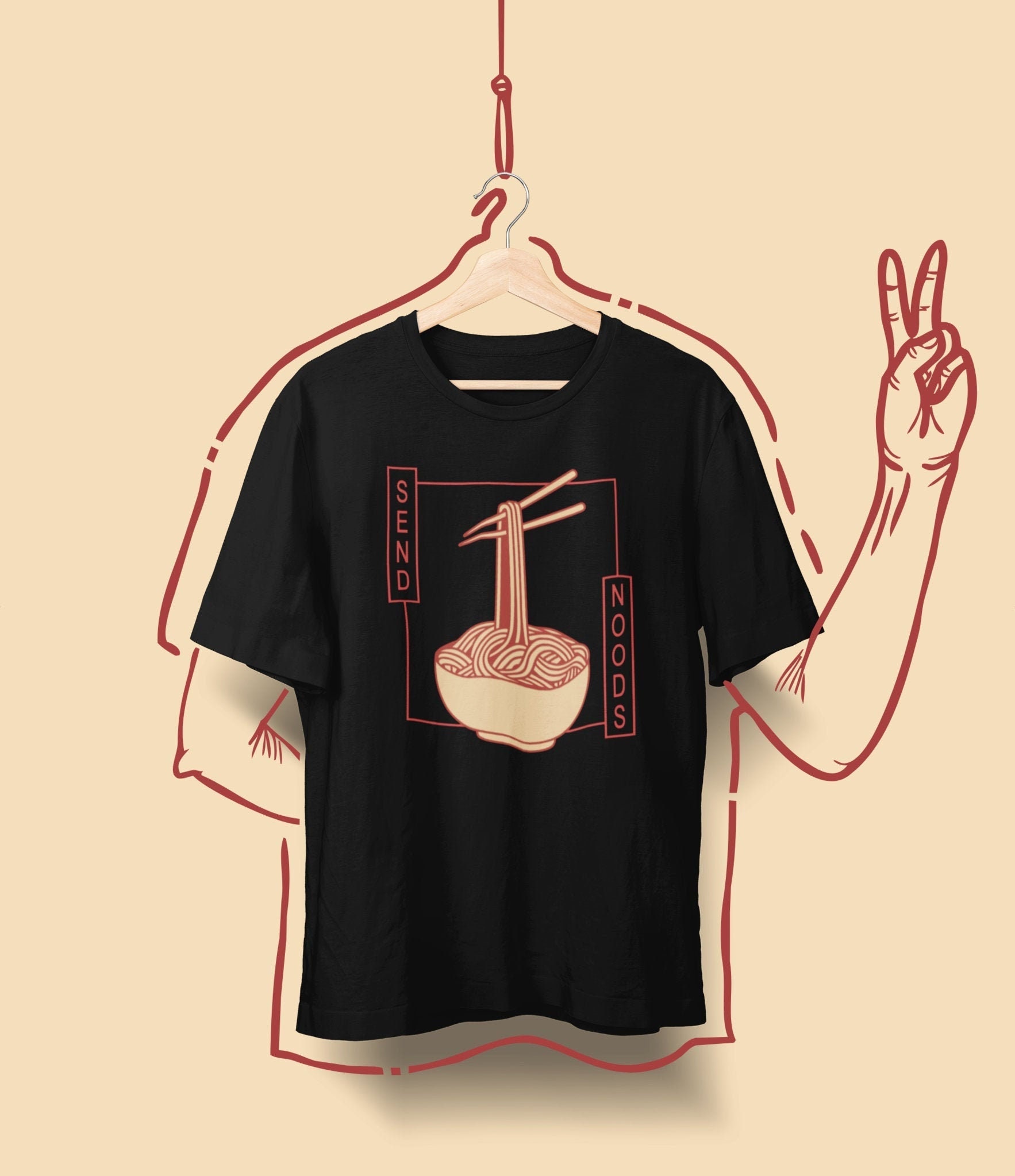 Send Noods Unisex T-Shirt, Funny Tee, Humor, Ramen, Japanese, Aesthetic Clothing, Harajuku, Noodles, Food, Gift, Gifts, Anime, Kawaii, Cute