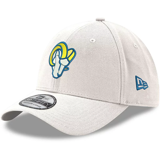 Men's New Era White Los Angeles Rams Ram Head Iced II 39THIRTY Flex Hat, Size: Medium/Large