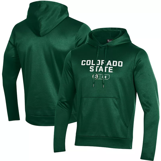 Men's Under Armour Green Colorado State Rams Logo Lockup Fleece Performance Pullover Hoodie, Size: Medium, CST Green