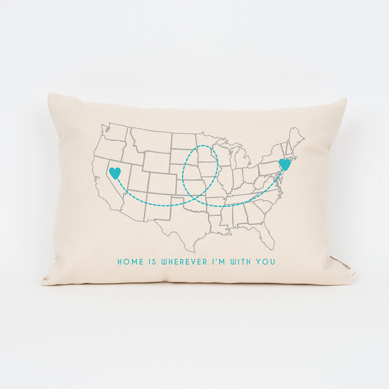 Custom Us Map Pillow, Long Distance State Map, Home Accent Gifts For Sisters, Going Away Gift, Gift Mom, Cute Pillow