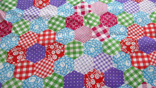 Faux Patchwork Novelty Print Vintage Cotton Blend Fabric 44 Wide By 3/4 Yard Plus