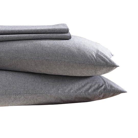 Brielle Home Montauk Queen 144-Thread Count Cotton Polyester Blend Heather Grey 4-Piece Bed Sheet in Gray | 807000275939