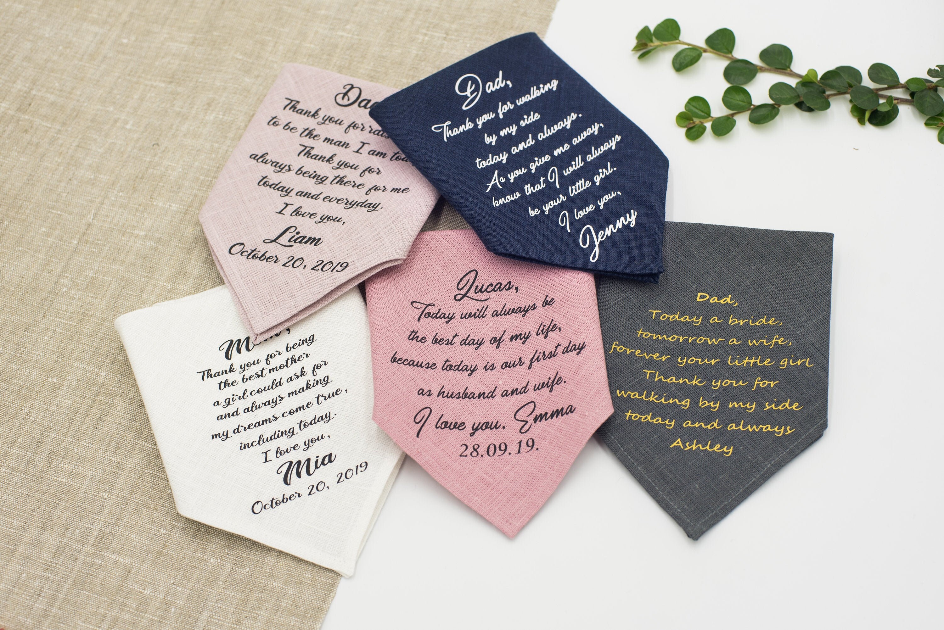 Father Of The Bride Gift 30 Colors Personalized Handkerchief For Wedding From Groom Dad Parents