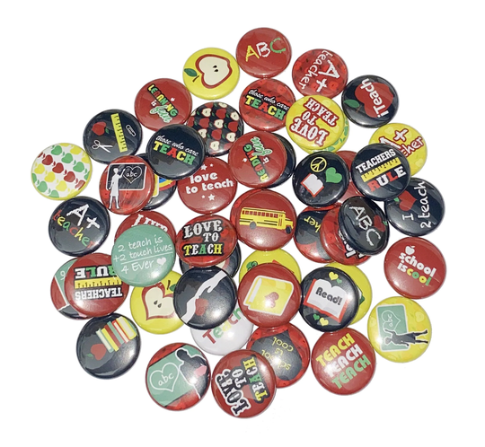 Teacher, 1", 1.25", Button, Back To School, Teacher Party Favor, Classroom, Gift, Books, Flatback, Pinback, Pin, Badge, Sc022