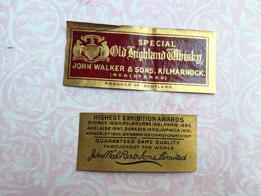 Rare 1907 Johnnie Walker Blended Old Highland Special Red Whisky Labels