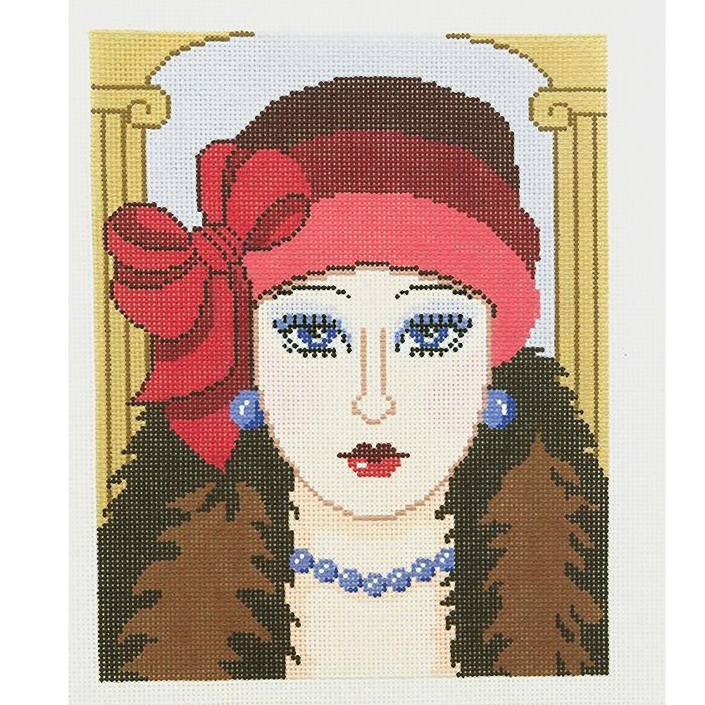 Needlepoint Handpainted Lee Vogue Lady 8x10 -Free Us Shipping
