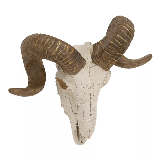 Stella & Eve Eclectic Faux Ram Wall Decor, White, Medium