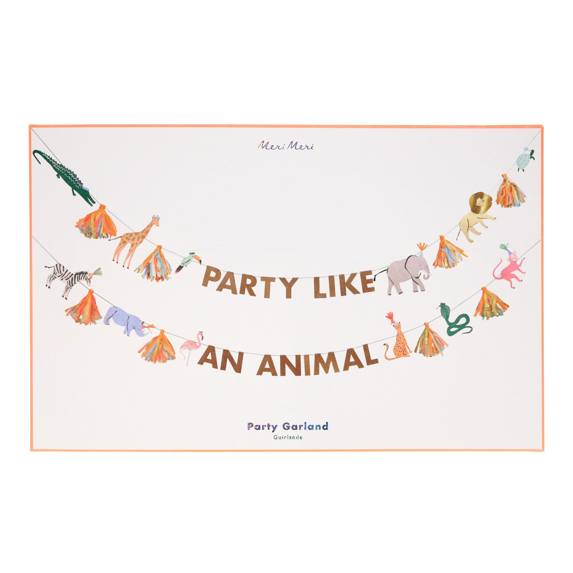 Meri Meri Safari Animals 2 Piece Garland: Multi - Paper by World Market