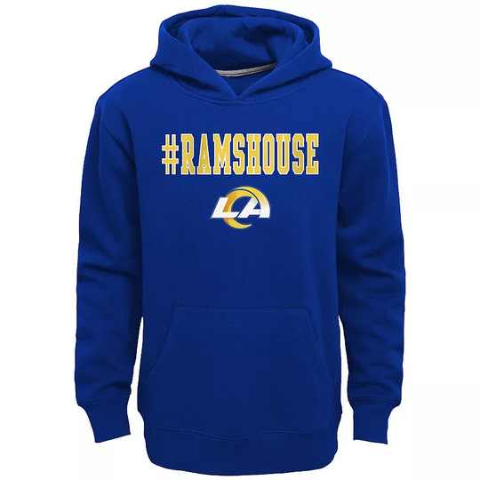Kids 7-20 Los Angeles Rams Team Slogan Fleece Hoodie, Kids Unisex, Size: Large 14-16, Blue