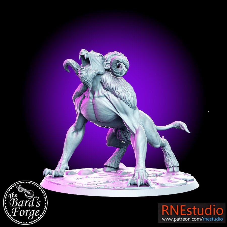 Dire Ram Rn Estudio 3D Resin Printed 28-32mm 75mm Tabletop Fantasy Miniature Gaming D&d