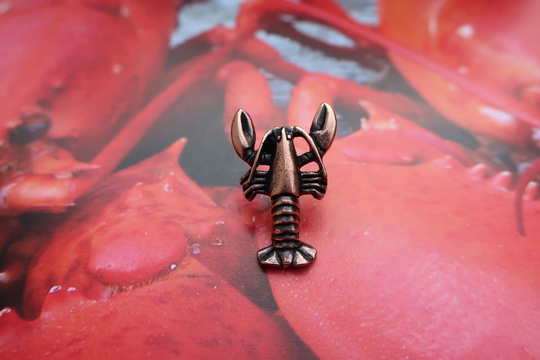 Lobster Copper Dipped Pewter Lapel Pin - Cc112C - Marine Crustaceans, Beach, Ocean, Seafood, Maine, New England, Pins & Gifts
