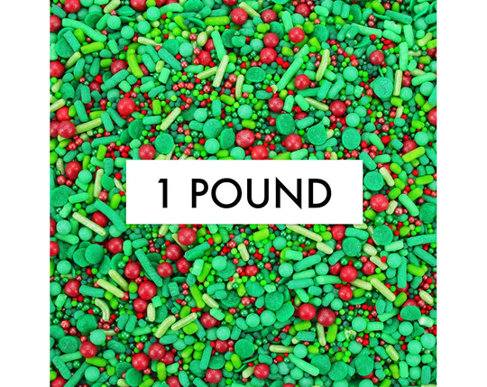 Happy Holly Sprinkle Blend 1 lb - Our Happy Holly Blend Is An Exclusive Mix Of Jimmies, Non-Pareils, Sugar Pearls, in Shades Red & Green