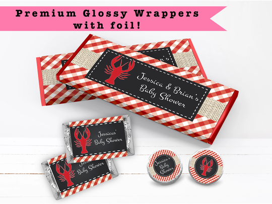 Crawfish Boil | Summer Cajun Seafood - Printed Candy Bar Wrappers Labels Chocolate Kiss Stickers