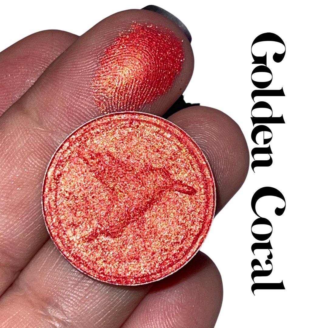 Golden Coral - Hand Blended Pressed Glitter Eyeshadow Pigment Shadow Singles Custom Blend