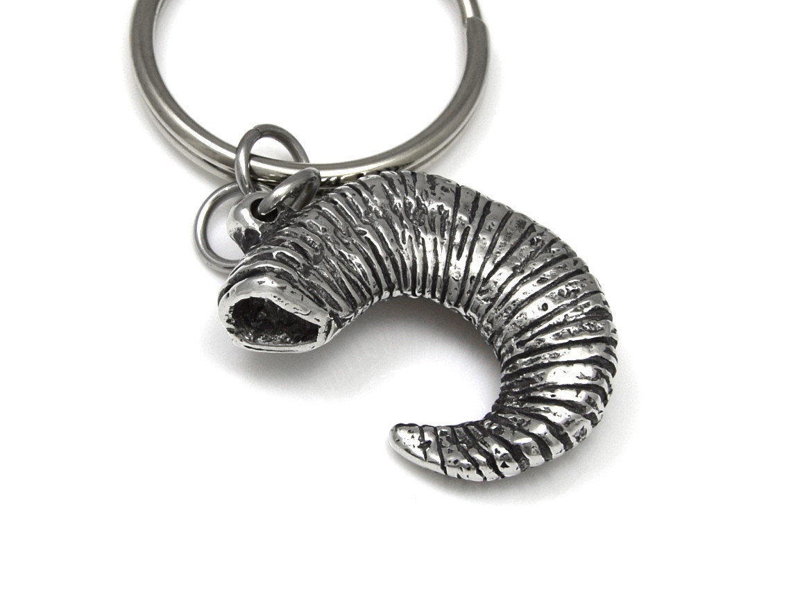 Bighorn Sheep Horn Keychain, Handmade Ram Charm, Aries Zodiac Sign Gift