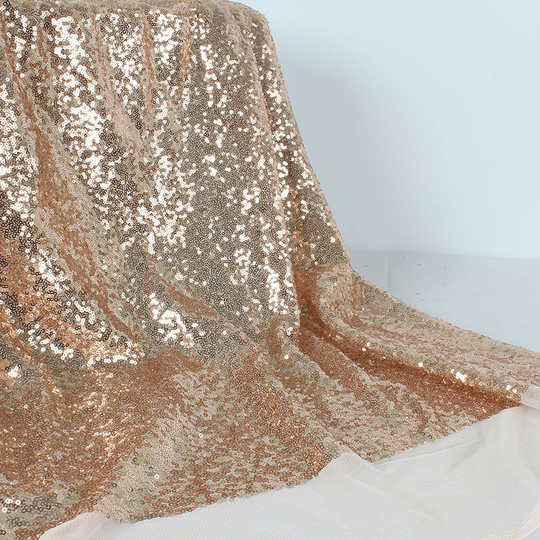 Champagne Mini Sequins Fabric Glitz Embroidery Shinny Wedding Decoration Dress 50" Wide Other Colors Available