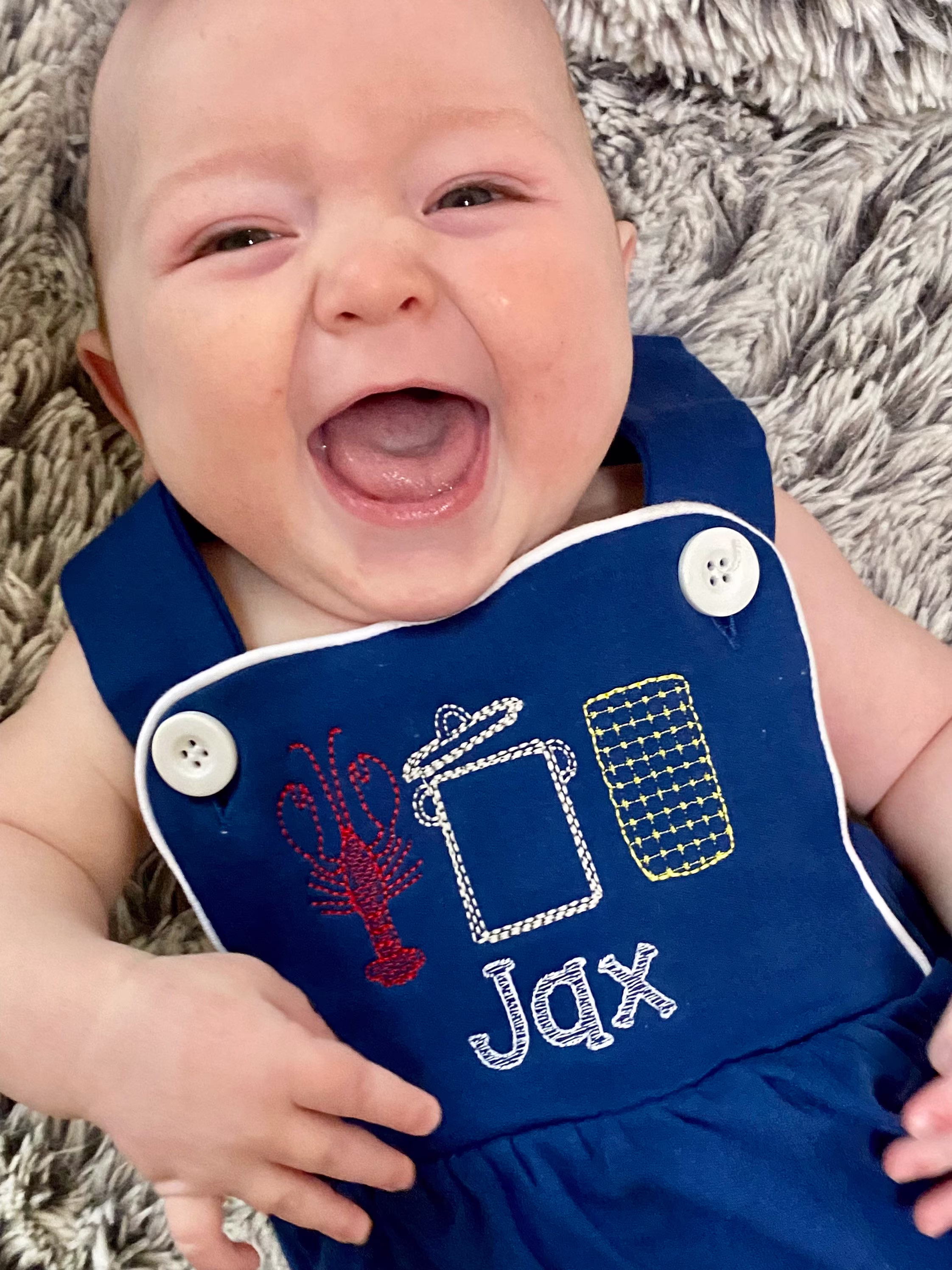 Embroidered Crawfish Sunsuit, Custom Seafood Boil Bubble, Personalized Lobster Bubble Romper, Embroidered Themed Outfit, Personalized