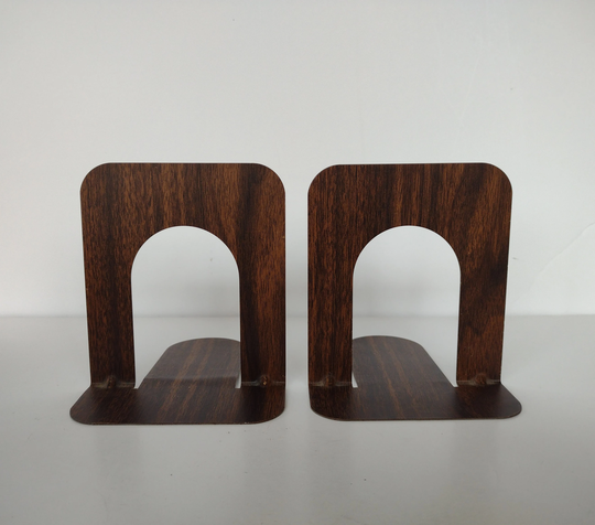 Faux Bois Metal Industrial Bookends